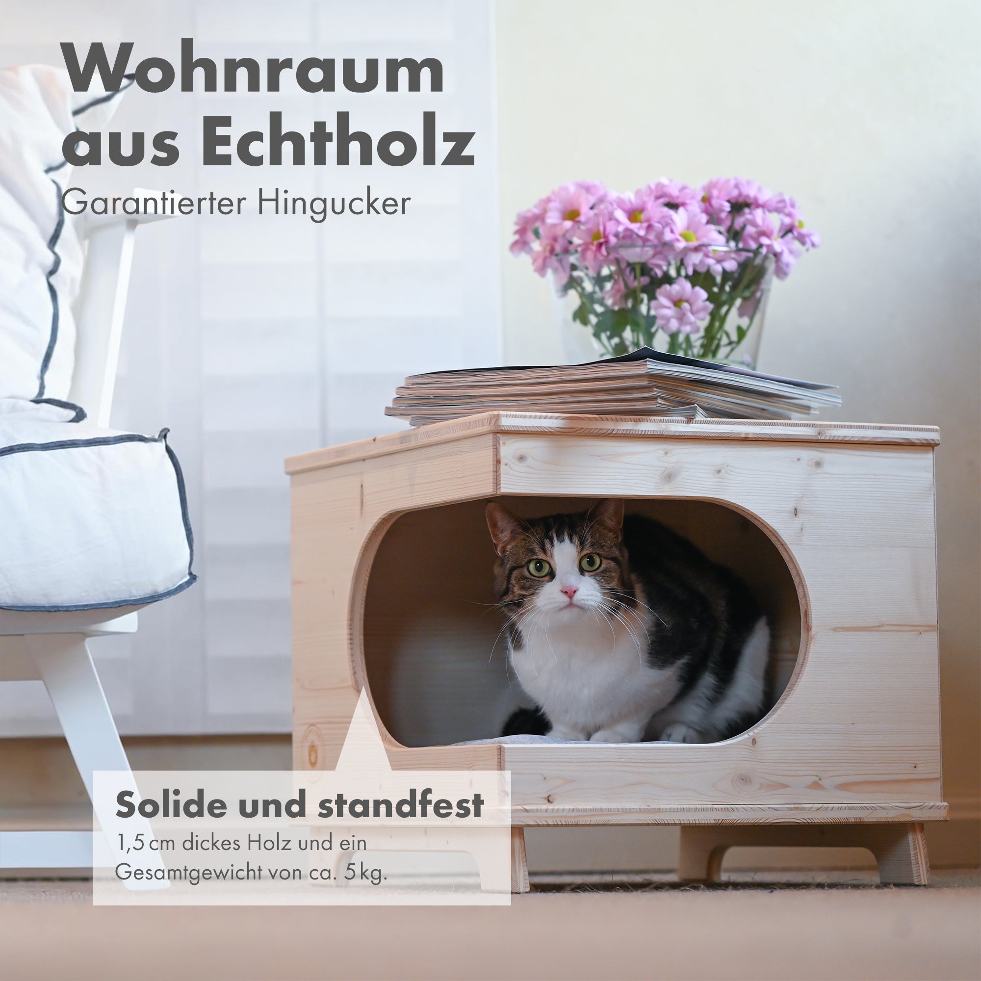 Katzenhaus aus Fichtenholz